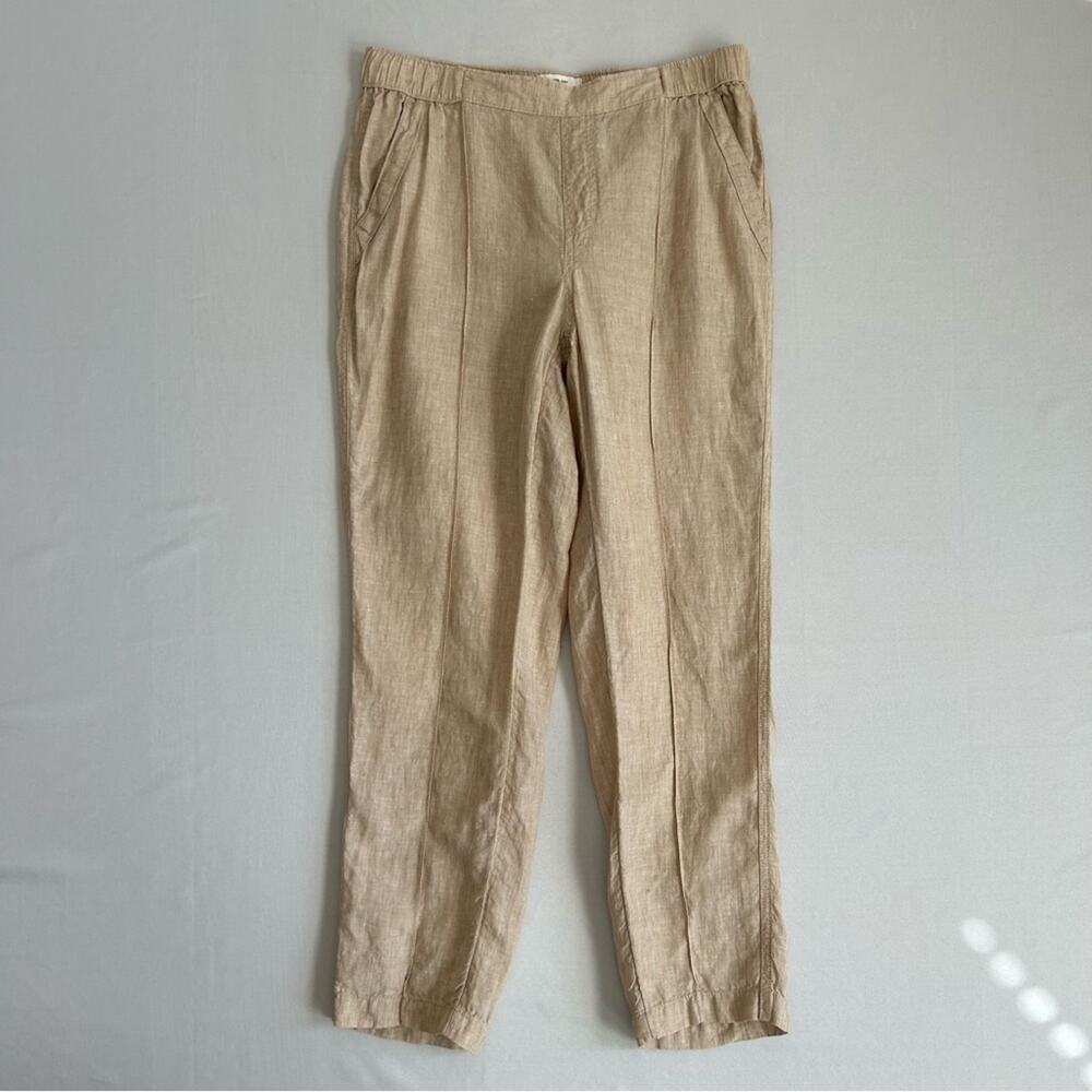 Nicole Miller 100% Linen Pull On Pants Beige/Tan Large